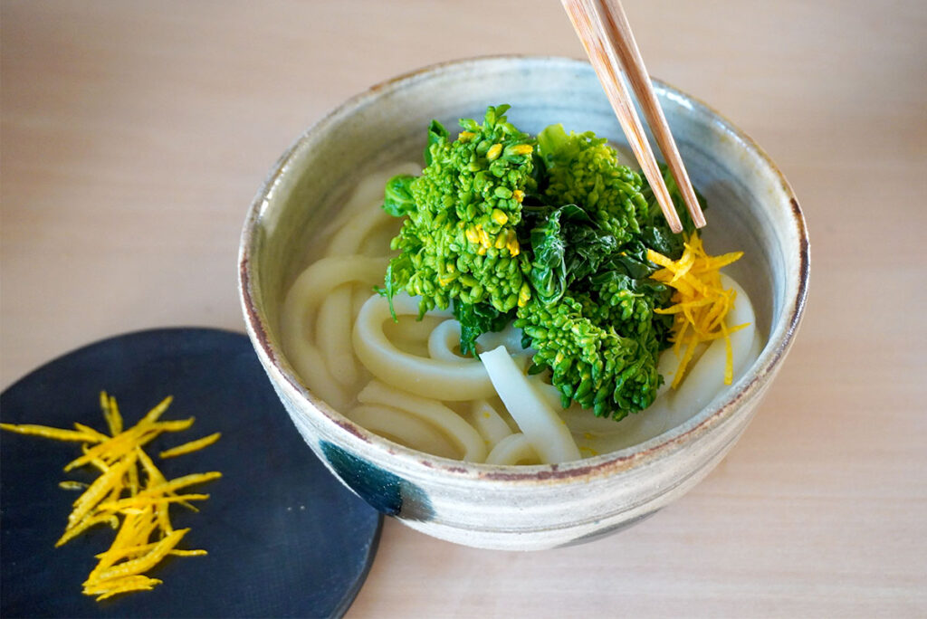 菜の花の柚子味噌うどん 坂ノ途中